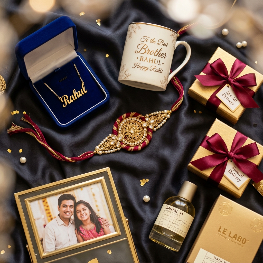 Rakhi Season & Festive Personalised Gift Flatlay